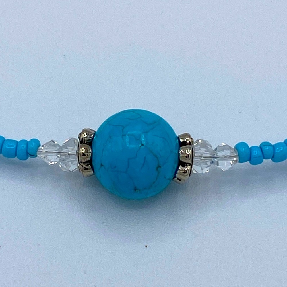 Handcrafted Simplistic Turquoise Bead Necklace Wi… - image 3